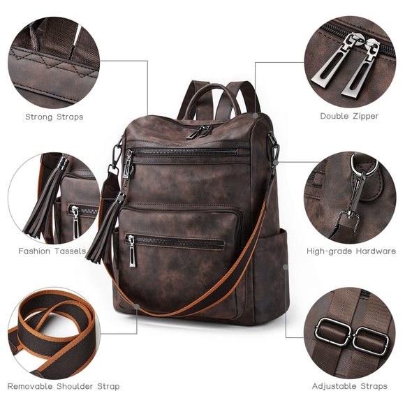 Backpack Purse Leather Backpack Fashion Desner Travel Backpack xD main image 6